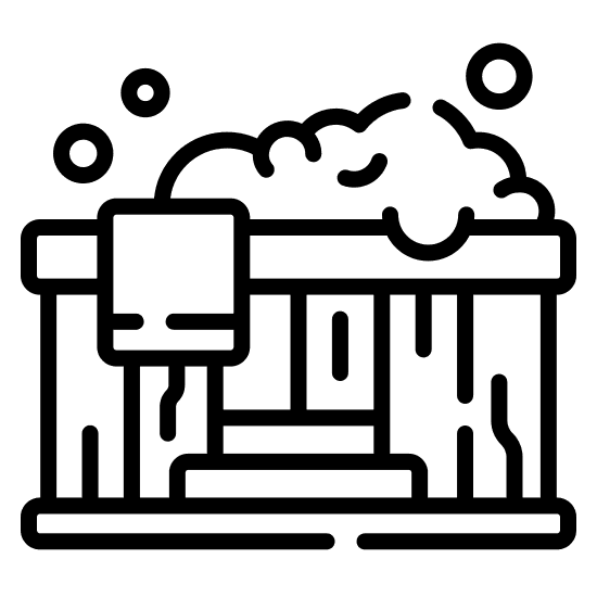 A simplified black silhouette of a world map.