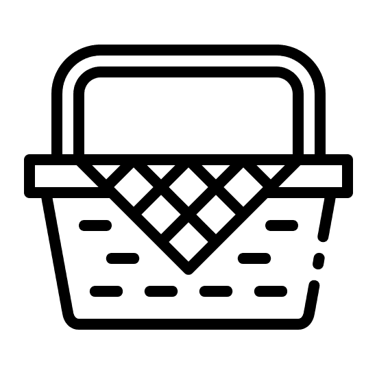 A simple black silhouette of a cat.